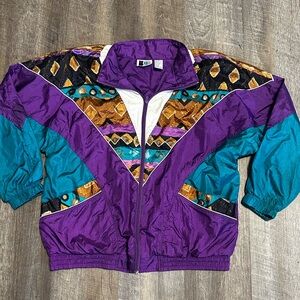 Vibrant Purple and Teal Bomber Jacket